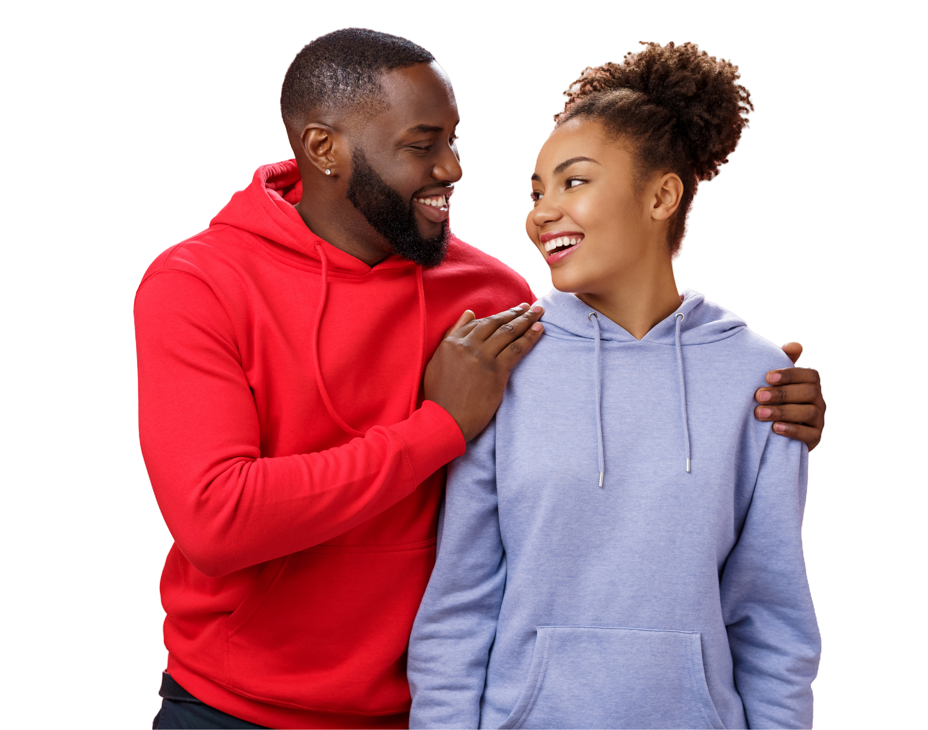 Happy couple using dating app