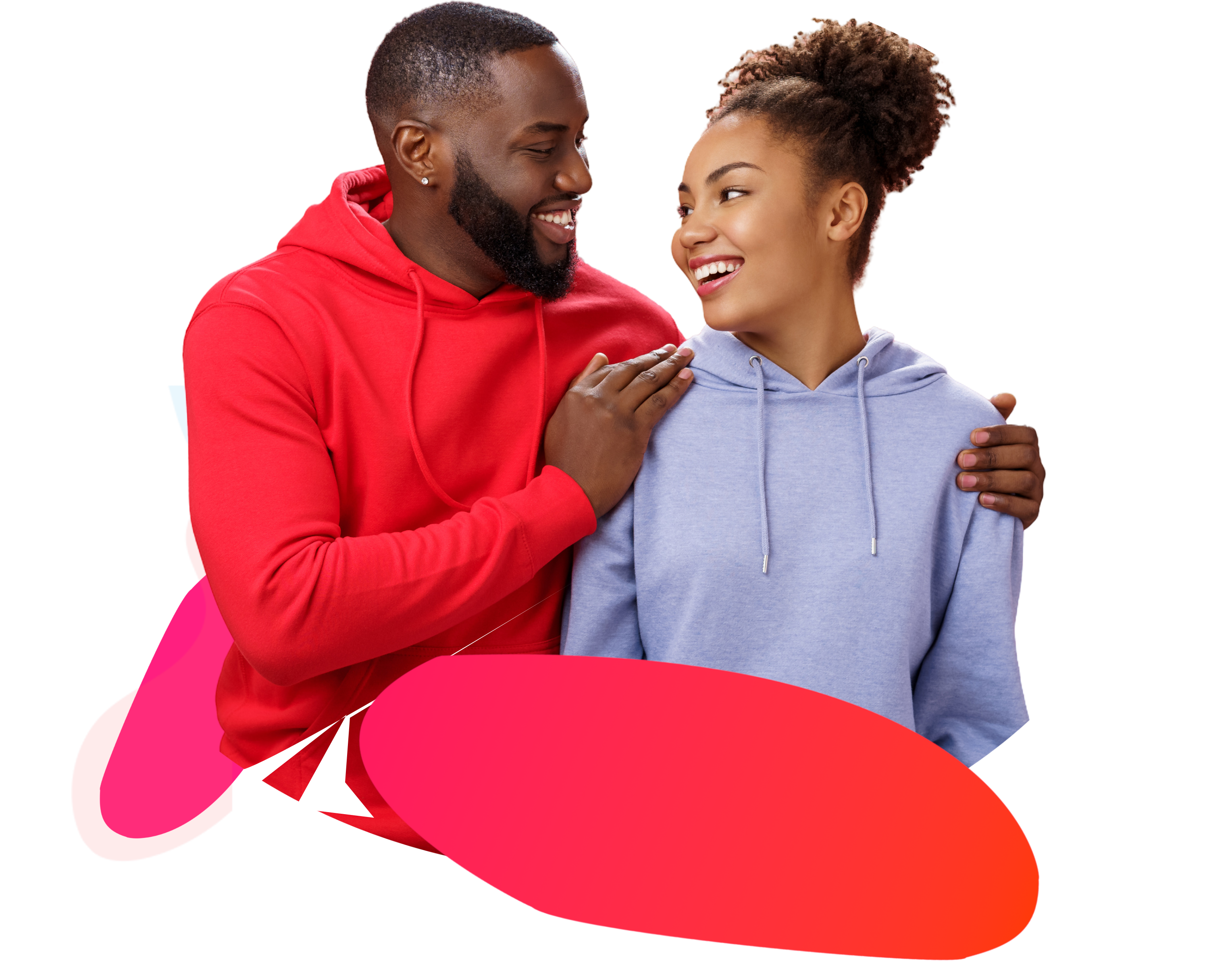 Happy Malawian couple using dating app